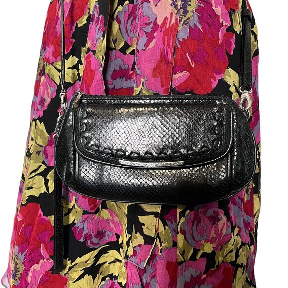 Brighton Women's Crossbody Wristlet Secret Of Life Black Leather Snake Python GC - Picture 3 of 12